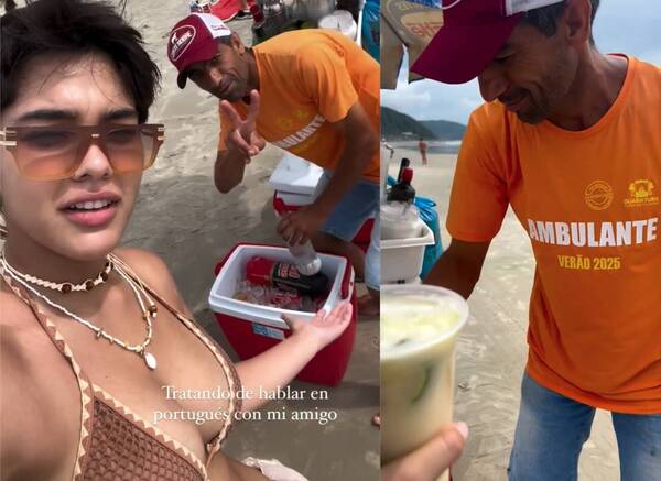 Playa, biquini, un buen trago y ¿portugués?: así se la vio y se la escuchó a Aye por “Brasiu”
