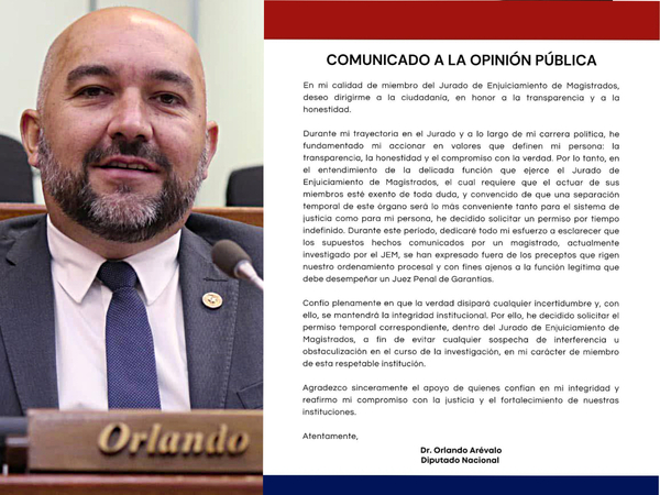 Arévalo pide permiso indefinido tras escándalo