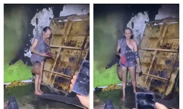 (Video) Travesti quemó su casa tras pelea con su hermano por un celular