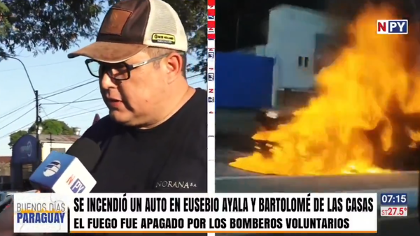 Vehículo fue consumido por las llamas en Eusebio Ayala y Bartolomé de las Casas