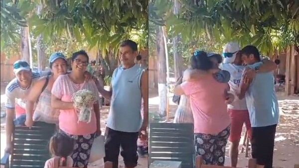 Llegó de España y se coló en la sesión de fotos de sus padres