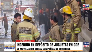 Pérdidas millonarias tras incendio en depósito de juguetes de Ciudad del Este