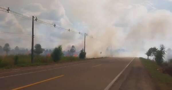 Diario HOY | Paso bloqueado en ruta Luque - San Bernardino por nuevos incendios
