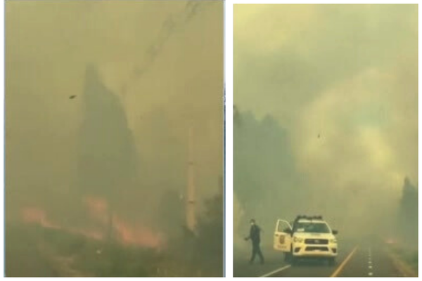 Voraz incendio sobre la ruta Luque - San Bernardino - SNT