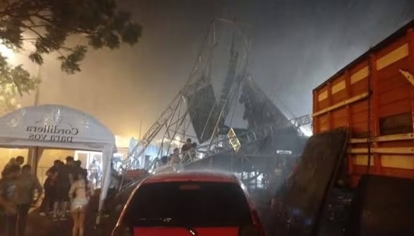 Fuerte temporal obliga a suspender el Festival de Verano en Caacupé por daños estructurales