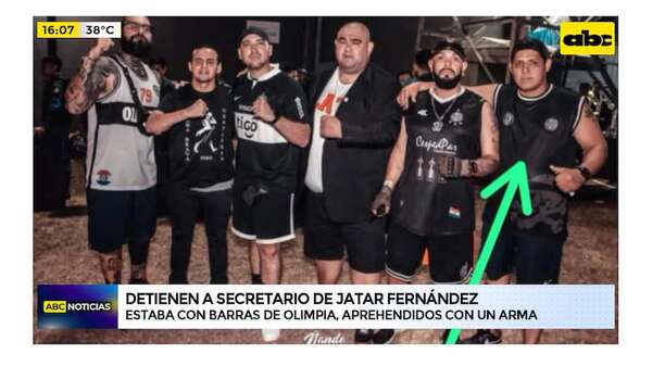 Detienen a secretario de Jatar Fernández con barrabravas de Olimpia: portaban un arma de fuego - ABC Noticias - ABC Color