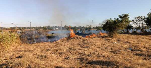 Rápida intervención de bomberos evita daños mayores en incendio de pastizal en la Costanera Padre Bolik
