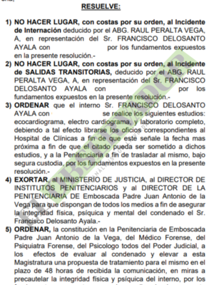 Juzgado considera inviable otorgar salidas transitorias a condenado por lavado de dinero narco
