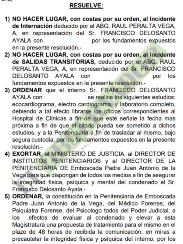 Juzgado considera inviable otorgar salidas transitorias a condenado por lavado de dinero narco