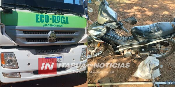 MOTOCICLISTA FUE ATROPELLADO POR UN CAMIÓN DE ECO - ROGA EN ENCARNACIÓN - Itapúa Noticias