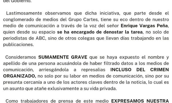 Fuertes críticas internas en ABC a Vargas Peña por revelar fuente de investigación