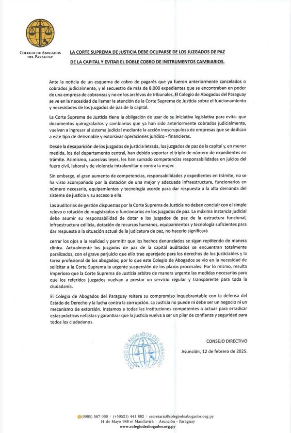 “La Justicia no puede ni debe ser un negocio ni un mecanismo de extorsión”