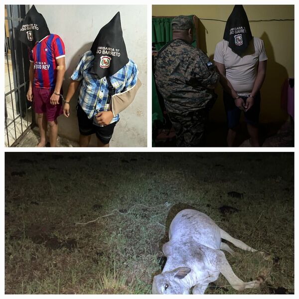 Tres hombres detenidos tras persecución policial por supuesto caso de abigeato en Paso Barreto