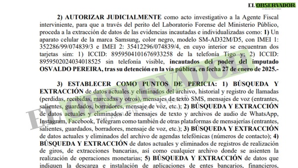 Autorizan extracción de datos celulares de Osvaldo Pereira, alias “Moreno”