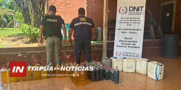 INCAUTAN 240 LITROS DE COMBUSTIBLE COMERCIALIZADO ILEGALMENTE EN ENCARNACIÓN