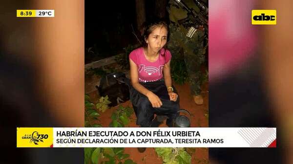 ¿Félix Urbieta fue fusilado en cautiverio?: esto habría dicho Lourdes Teresita Ramos tras detención - ABC Noticias - ABC Color