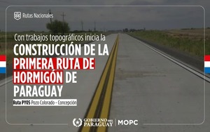 Paraguay inicia la construcción de su primera carretera de hormigón en la ruta PY05