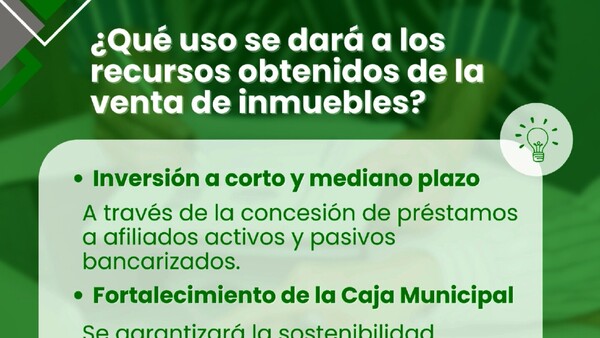 Caja Municipal ofertará 25 inmuebles para tener liquidez