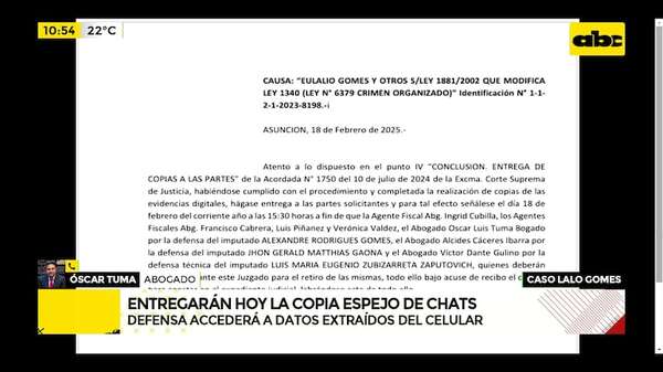 Chats de Lalo: Legal convoca a las partes para entregar copias de datos extraídos  - ABC Noticias - ABC Color