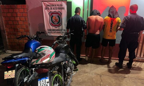 Capturan a dos bandidos y recuperan moto robada tras persecución