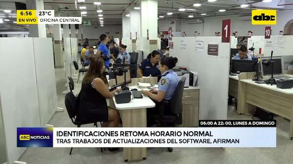 Atención: Identificaciones retoma su horario habitual de atención - ABC Noticias - ABC Color