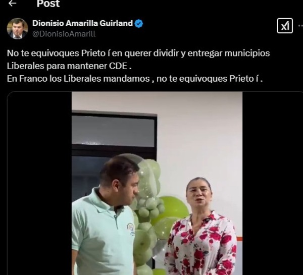 Prieto anuncia que su modelo de robo quiere traer a Franco con Mabel Otazú, y es advertido por el PLRA