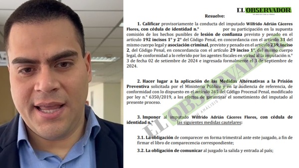 Ordenan libertad ambulatoria a Wilfrido Cáceres al no representar peligro para obstrucción de causa