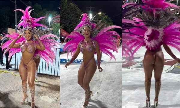 (VIDEO) ¡Ndetavyonde! La maína de Olimpia sambó usando un “hilo dental” de bikini