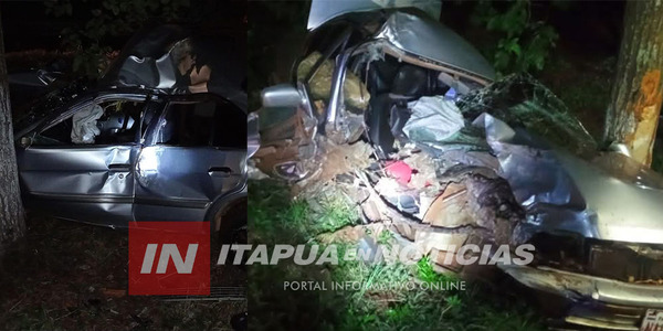 CHOQUE DE AUTOMÓVIL CONTRA UN ÁRBOL DEJÓ UN HERIDO EN CAPITÁN MEZA