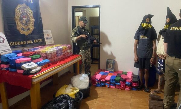 Detienen a dos traficantes e incautan 285 kilos de cocaína