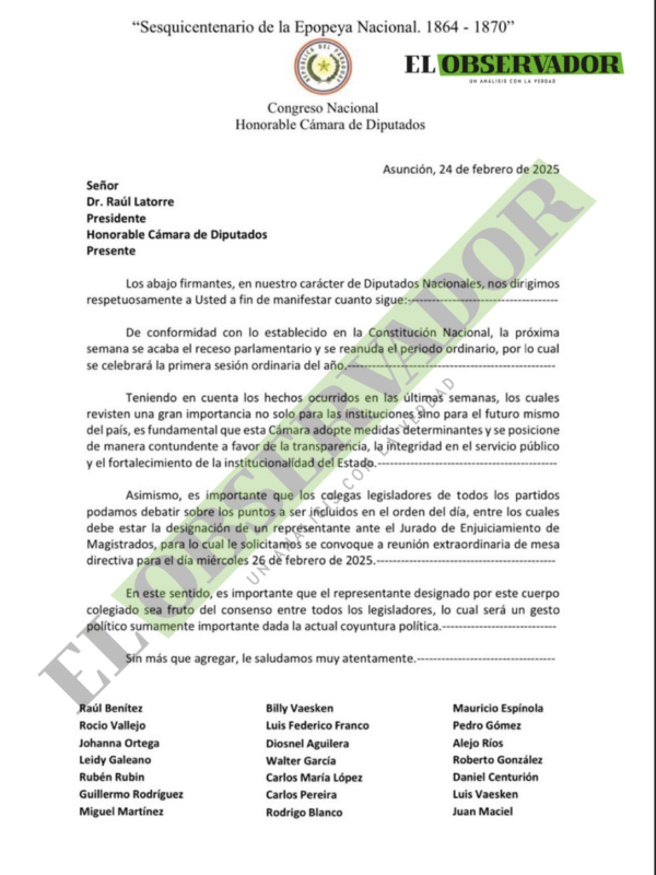 Bancada opositora en Diputados aboga por consenso para designar representante ante el JEM 