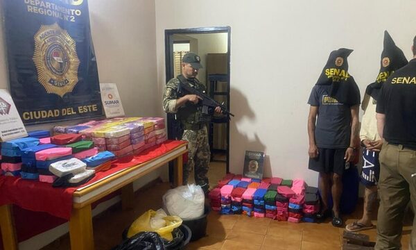 Decomisan 285 kilos de cocaína, por unos USD 4 millones en Alto Paraná