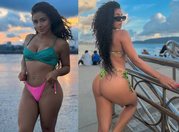 Ale sigue “desparramando” belleza en las playas rapai aprovechando que fue a dar shows