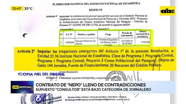 Video: contrato de nepobaby de Yamy Nal está plagado de contradicciones - ABC Noticias - ABC Color