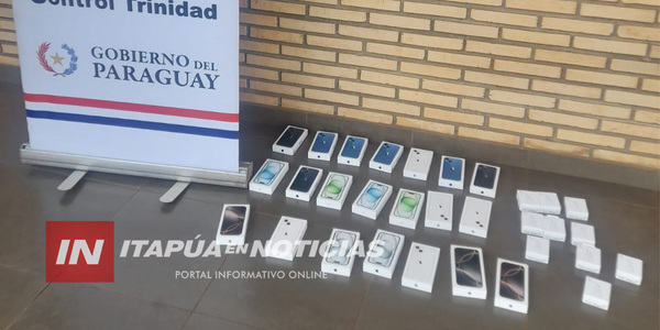 INCAUTAN CELULARES DE ALTA GAMA APARENTEMENTE DE CONTRABANDO EN ITAPÚA