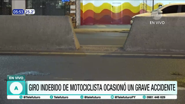 Giro indebido de motociclista ocasionó un grave accidente en Capiatá