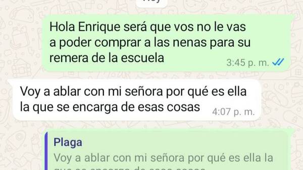 Pidió al ex que compre remera del cole a sus hijas y él respondió: “Voy a hablar con mi señora”