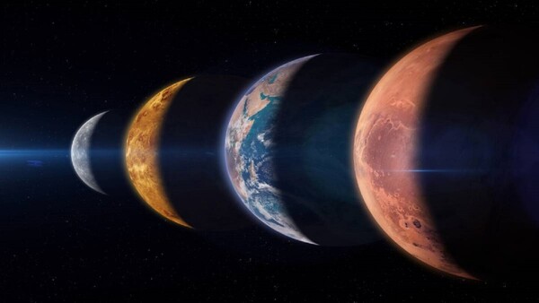 Los siete planetas del sistema solar, visibles al atardecer