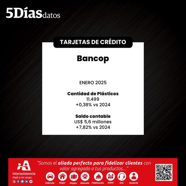 El saldo en cartera de tarjetas del Bancop cerró en US$ 5,6 millones, en enero | Bancos | 5Días