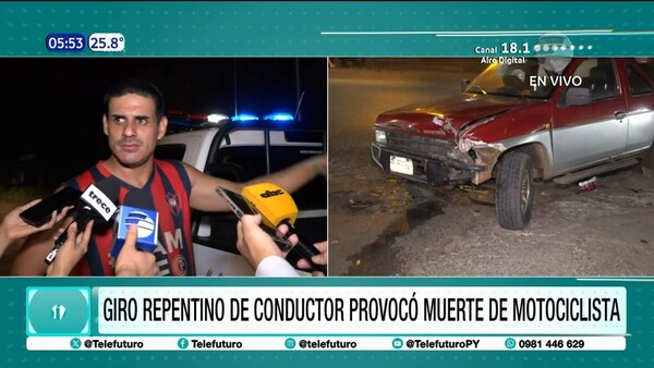 Giro repentino de conductor provocó muerte de un motociclista en San Lorenzo