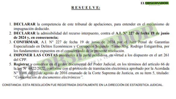 Cámara ratifica elevación de juicio a exintendenta que interpuso varios recursos dilatorios