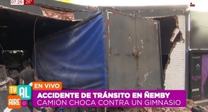 Accidente en Ñemby: camión pierde los frenos y choca contra un gimnasio - Unicanal