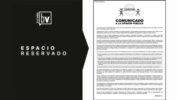 Espacio reservado: Comunicado de Comepar