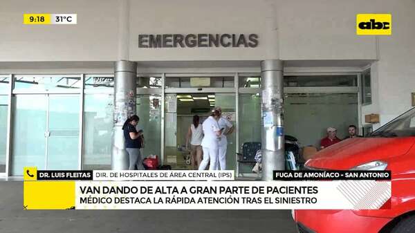 Fuga de amoniaco: van dando de alta a gran parte de pacientes  - ABC Noticias - ABC Color