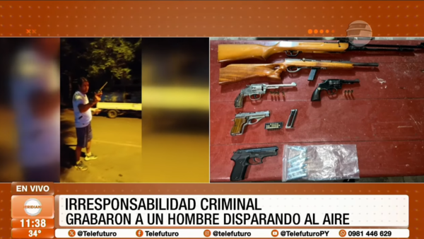 ¡Criminal! Grabaron a un hombre disparando al aire