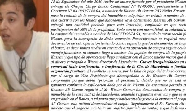 WISAM OSMAN, USÓ FONDOS DE UNA S.A. PARA FINES PERSONALES O FAMILIARES – Diario TNPRESS