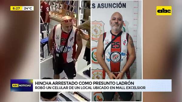 Video: detienen a hincha argentino por robar celular de tienda electrónica en Asunción - ABC Noticias - ABC Color