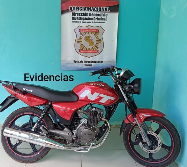 Recuperan motocicleta hurtada que ya estaba siendo ofertada en las redes sociales