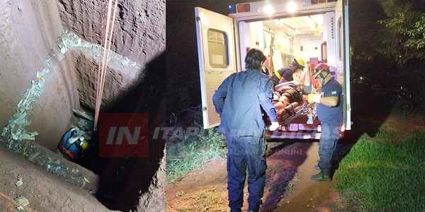 JOVEN CAYÓ A UN POZO Y FUE RESCATADO POR BOMBEROS