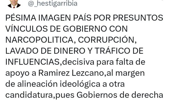 Retiro de apoyo a la candidatura del canciller a la OEA era previsible por la imagen país, dicen